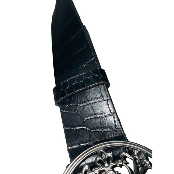 Vintage Gothic Buckle Crocodile Embossed Belt - Picture 9 of 13